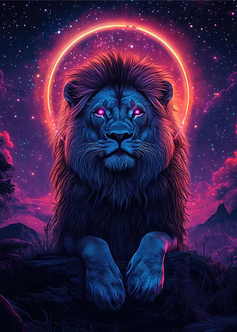 Cosmic Lion with Halo