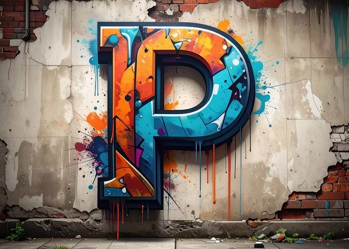 Graffiti Letter P on Brick Wall