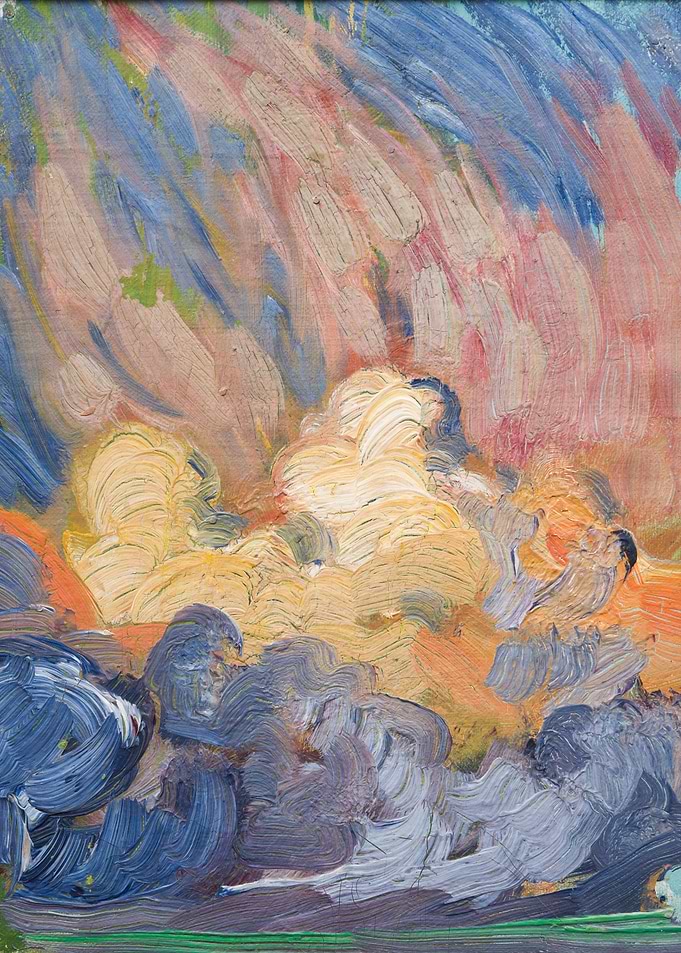 Impressionistic Sky Painting with Clouds