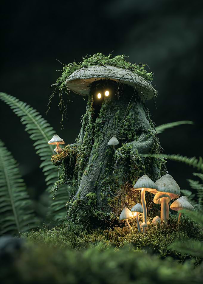 Mystical Forest Guardian with Glowing Eyes