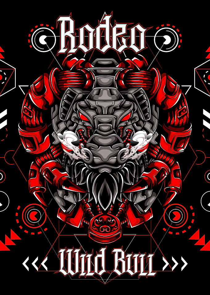 Rodeo Wild Bull Illustration