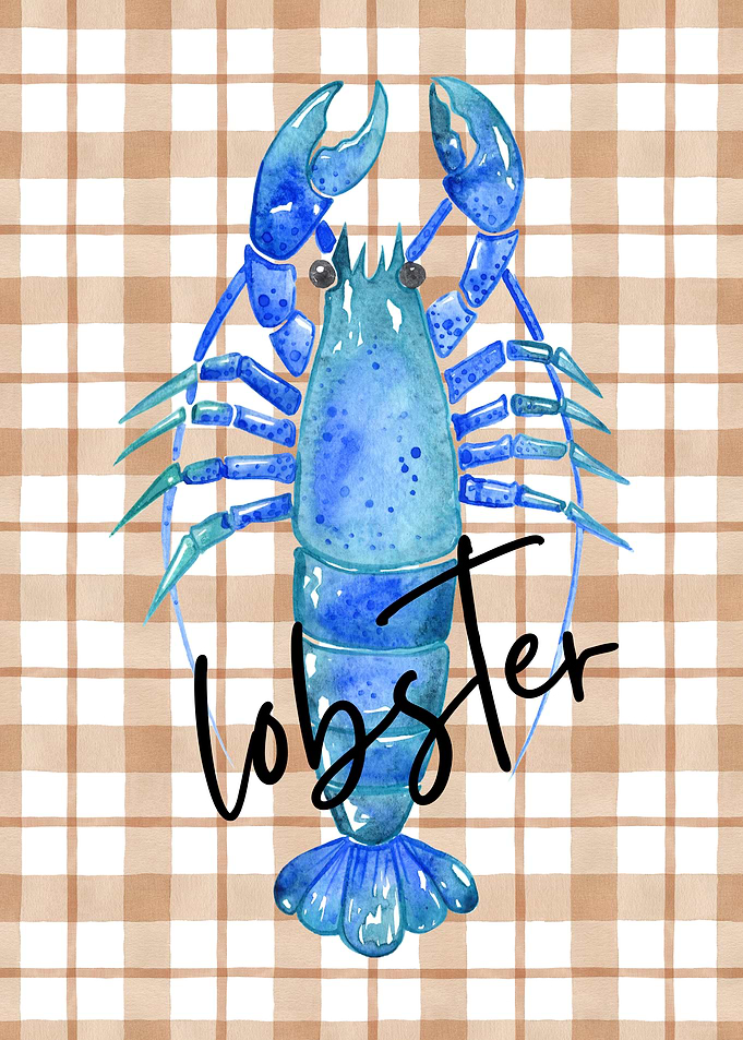 Blue Lobster Watercolor