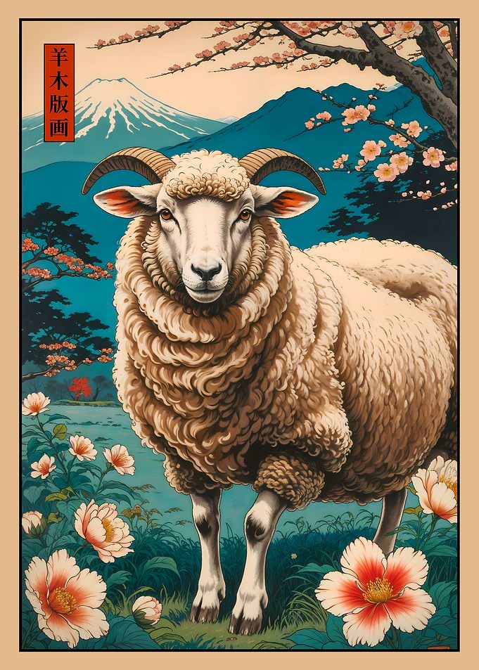 Ram Sheep Japanese Art