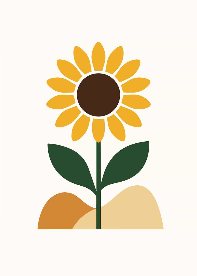 Minimalist Sunflower Illustration on Cream Background
