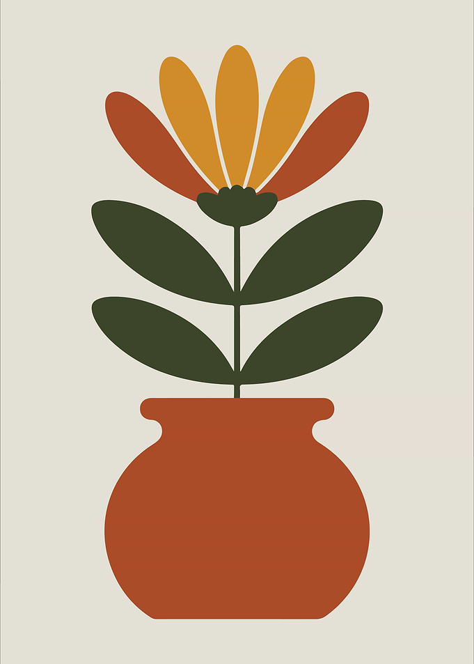 Minimalist Flower in Pot Illustration