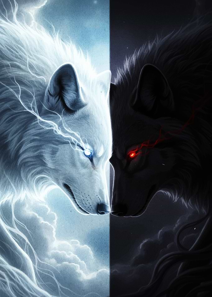 Dual Wolves: Light and Dark