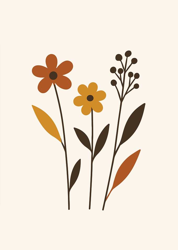 Minimalist Floral Illustration with Warm Tones