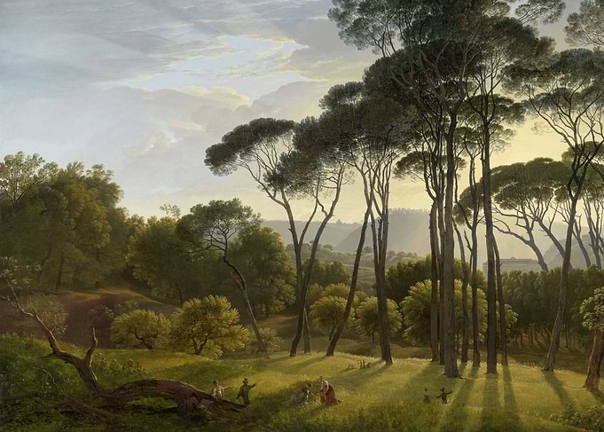 Italian Landscape with Umbrella Pines Painting
