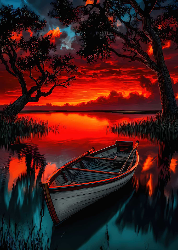 Boat on Water at Sunset