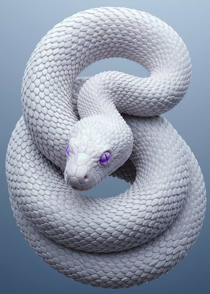 White Snake with Purple Eyes