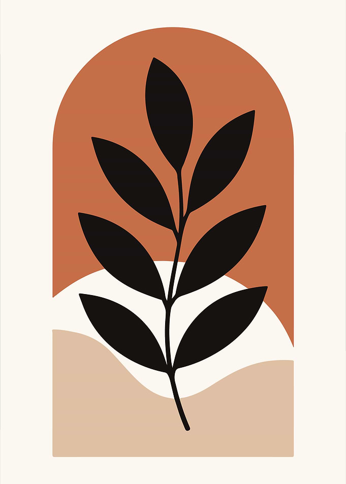 Minimalist Plant Art with Geometric Shapes