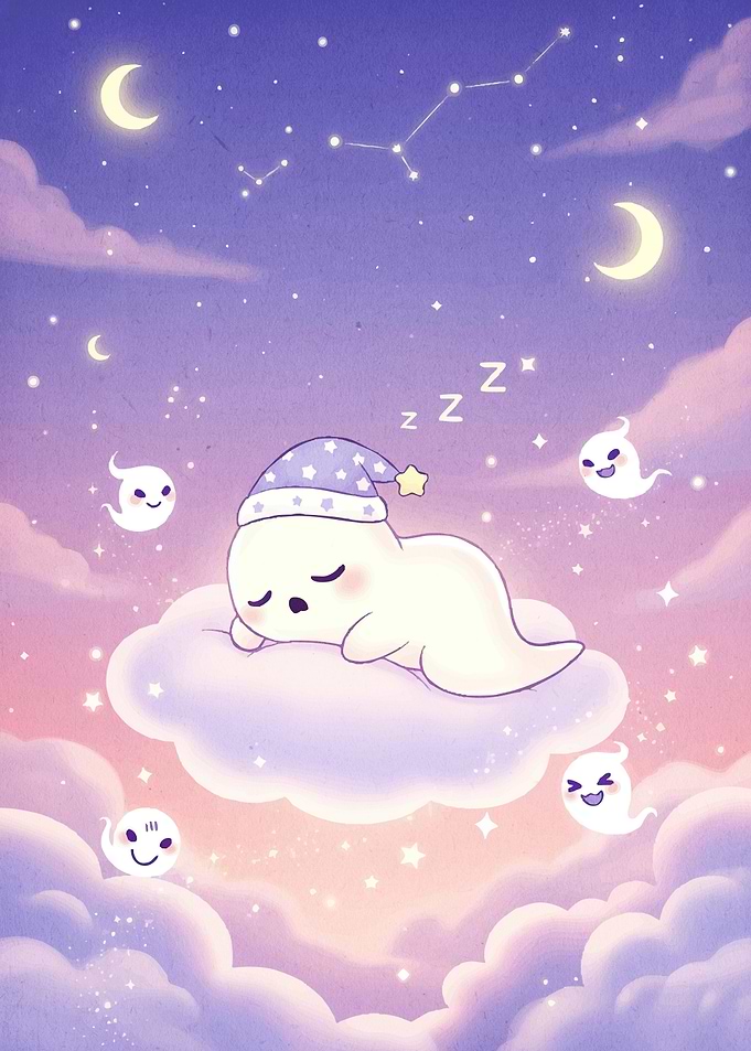 Cute Ghost Sleeping Cloud