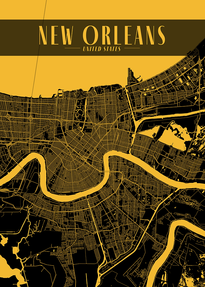 New Orleans Golden Map Art