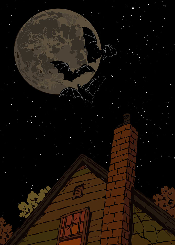 Halloween Night with Bats and Moon #HalloweenChallenge