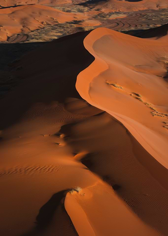 Aerial View of Desert Sand Dunes