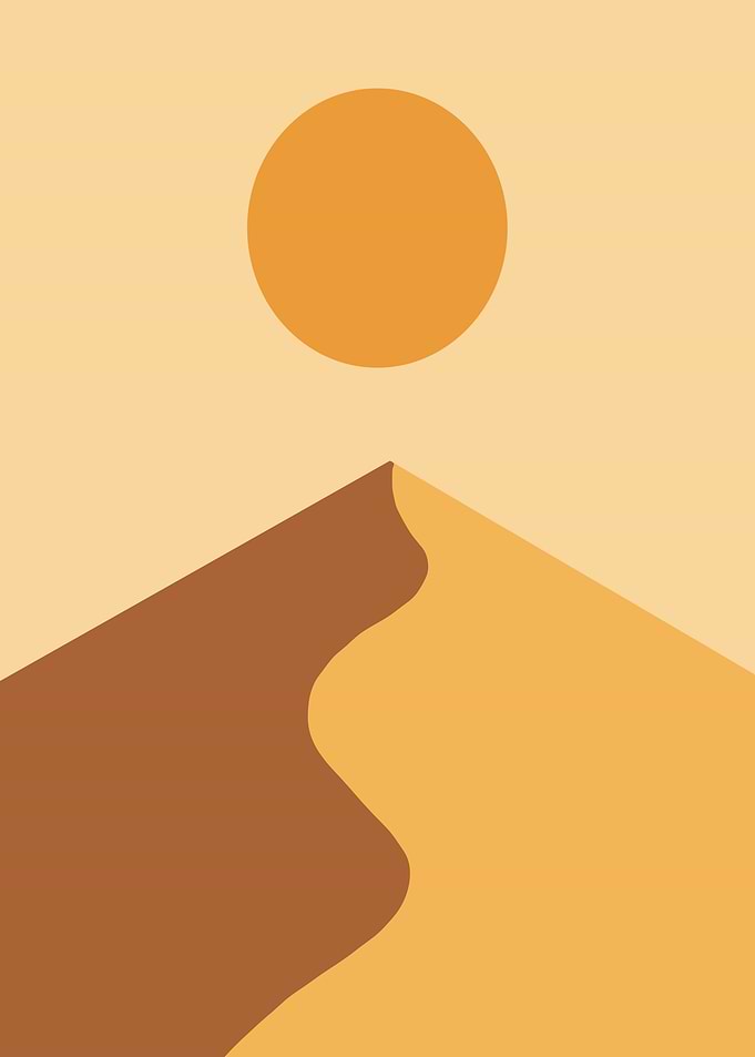 Minimalist Desert Landscape with Sun