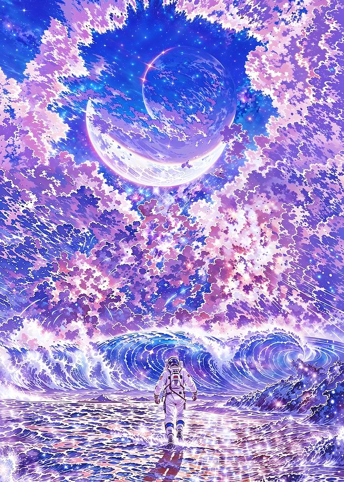 Tidal Moonwalker - Astronaut on a Lunar Shore