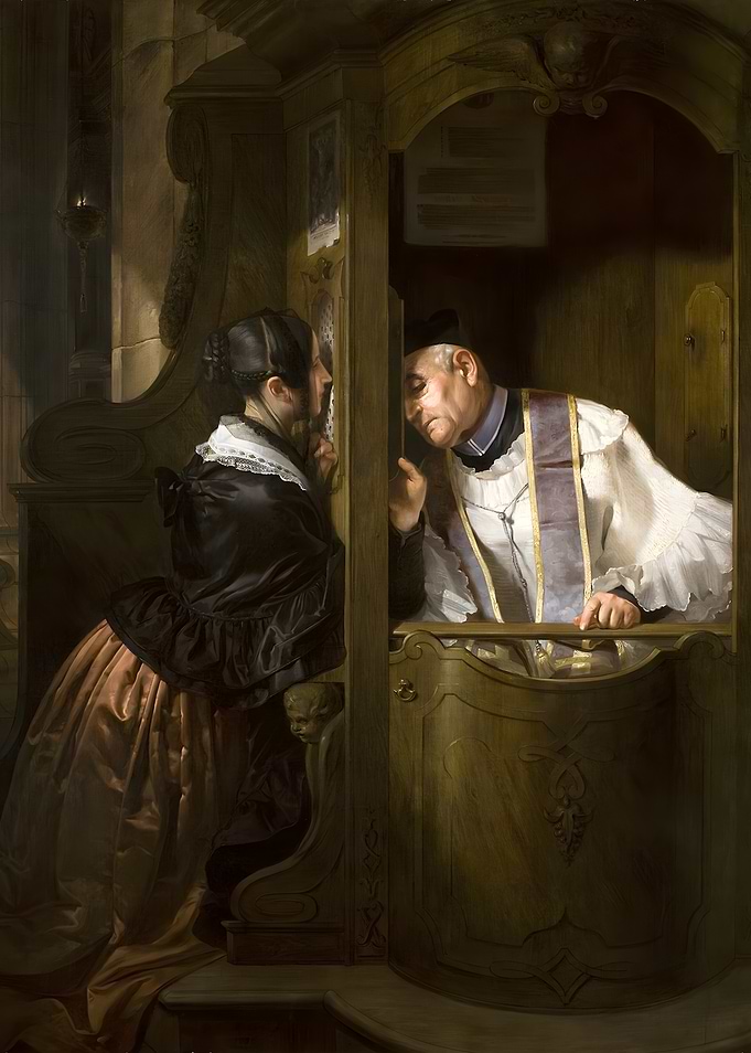 Confession Painting: Woman and Priest