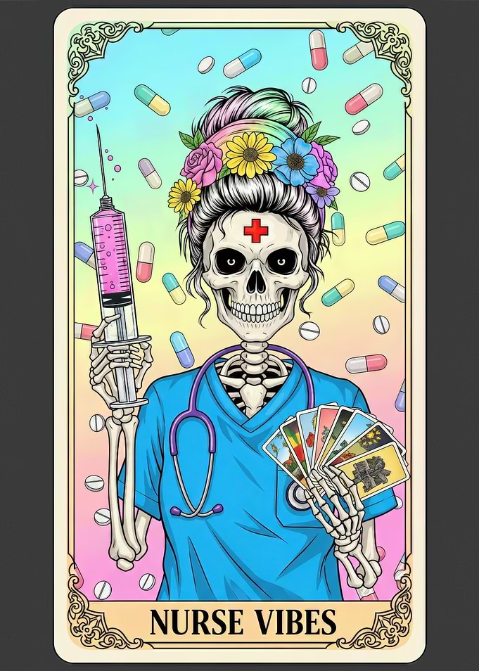 Nurse Vibes Skeleton Tarot Card