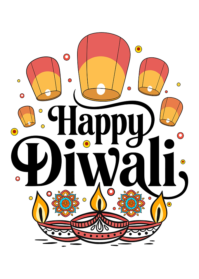 Happy Diwali Celebration with Lanterns and Lamps