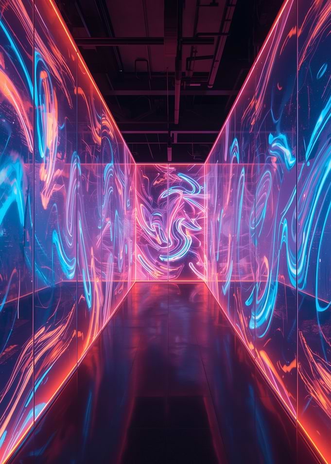 Neon Light Tunnel Abstract