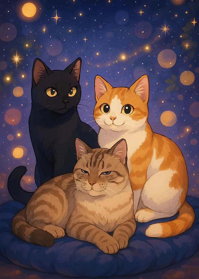 Three Cats Pillow