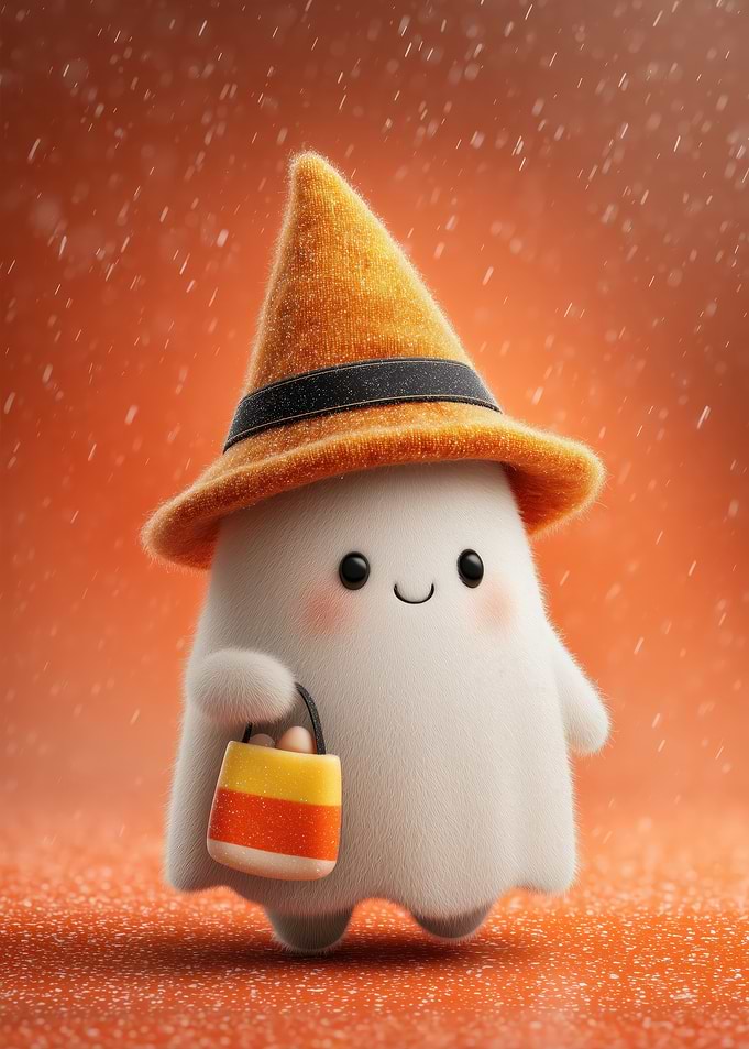 Cute Halloween Ghost with Candy Corn