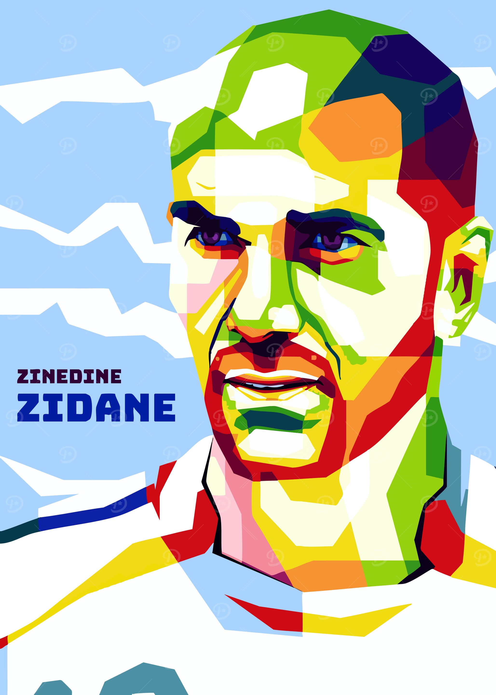 Zinedine Zidane Colorful Portrait