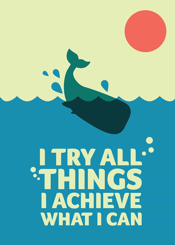 Whale breaching with motivational text