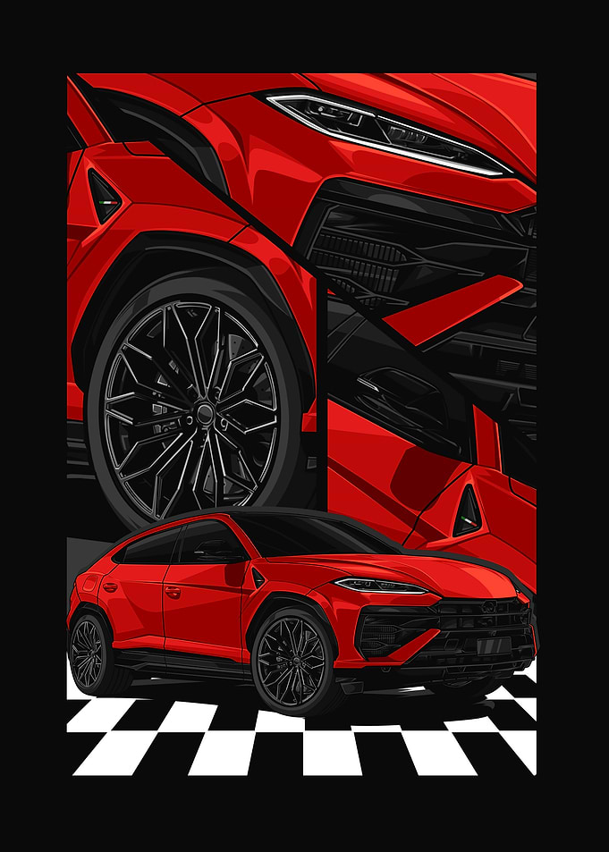 Red Lamborghini Urus Car Illustration
