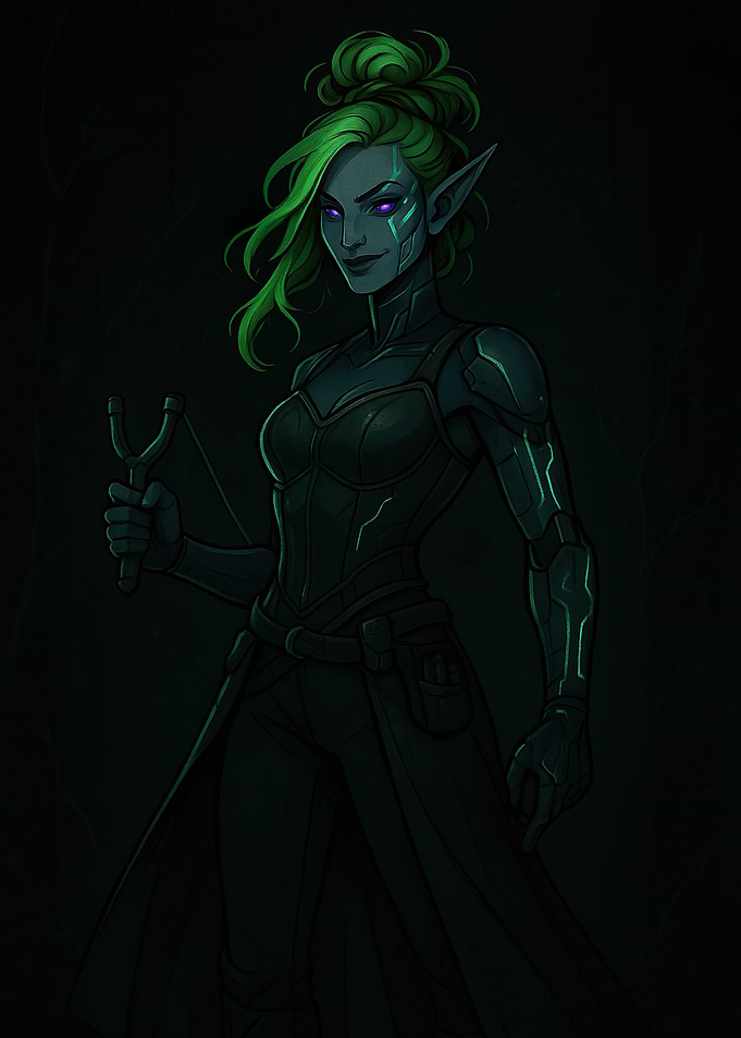 Futuristic Elf with Slingshot