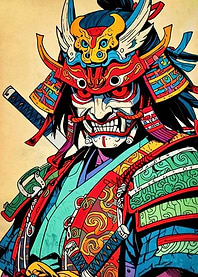 Colorful Samurai Warrior Illustration