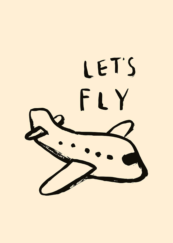 Let's Fly Airplane Illustration