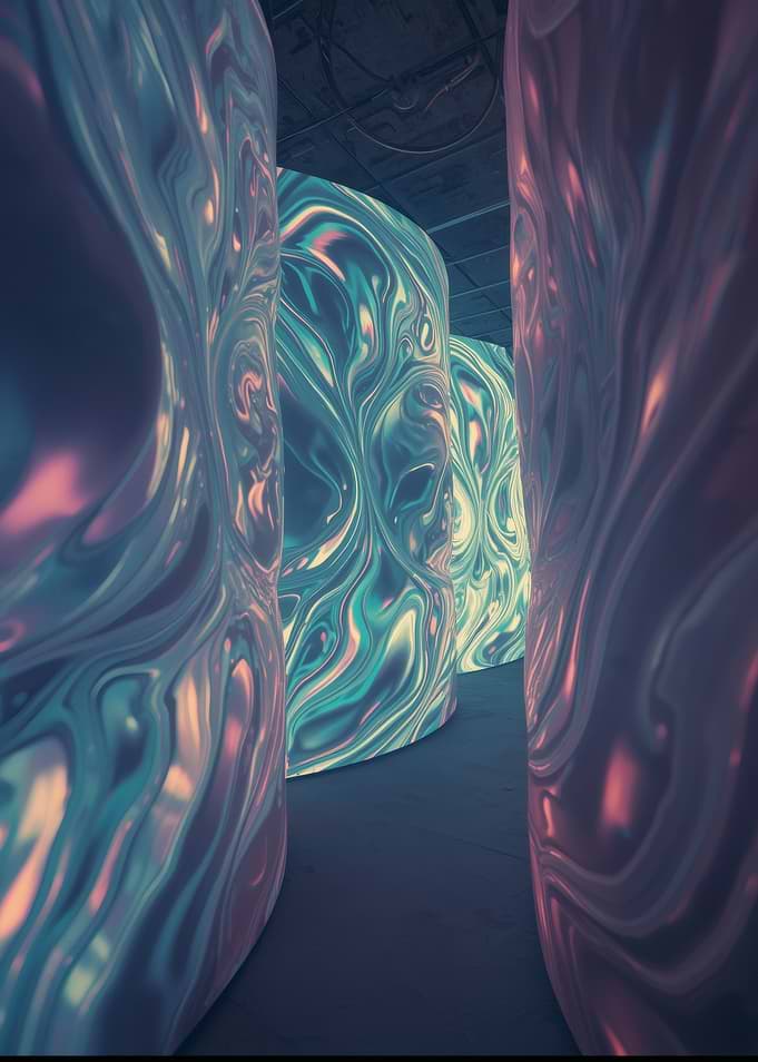 Abstract Swirls in a Futuristic Hallway