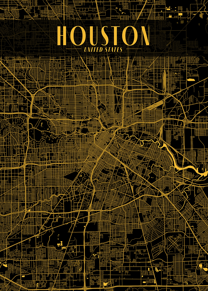 Houston Golden Map Art