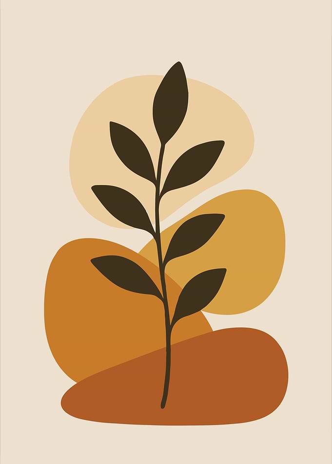 Abstract Plant Art with Earth Tones