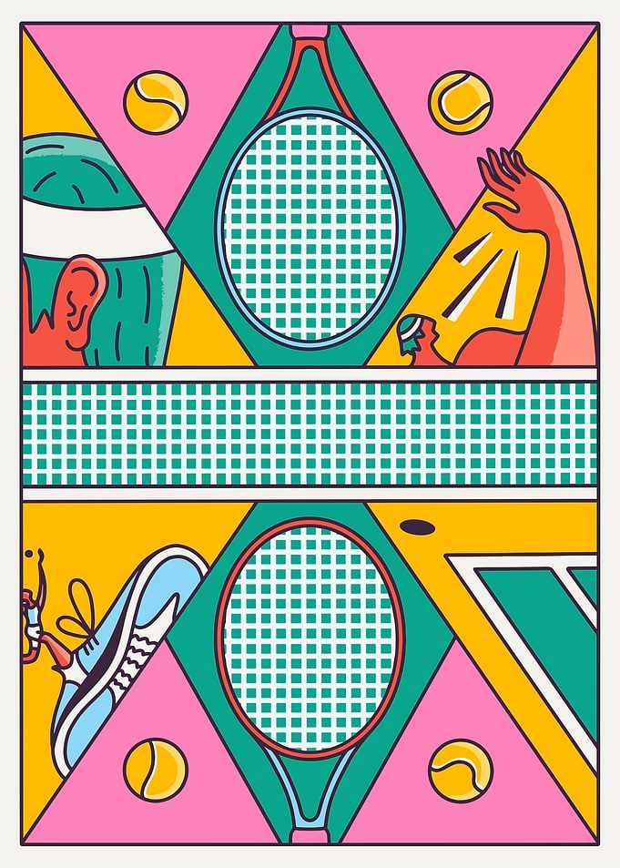 Tennis Collage with Rackets and Players