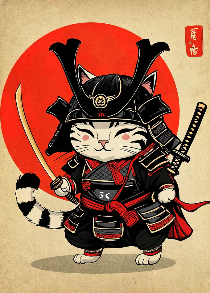 Samurai Cat Illustration