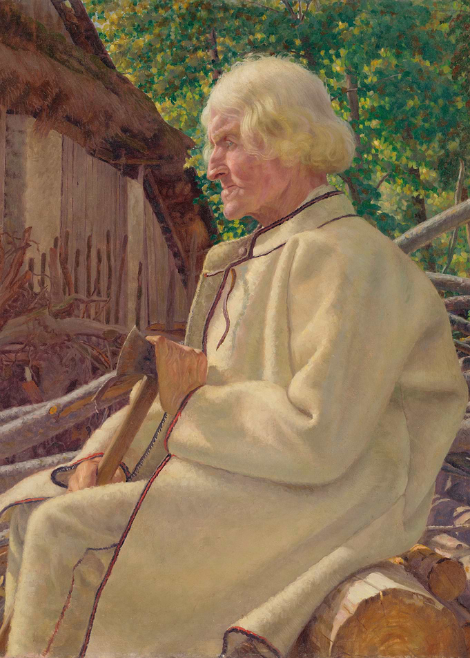 Old Man with Axe in Forest