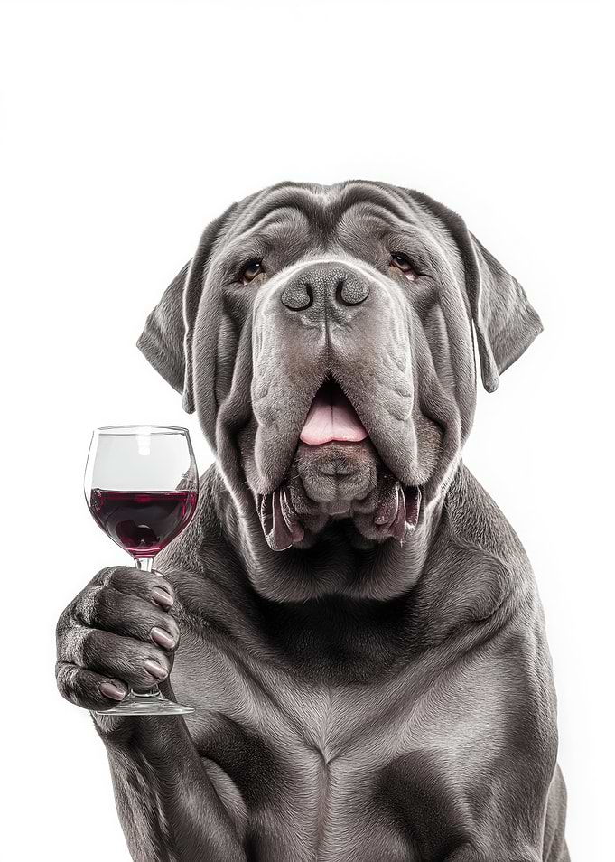 Neapolitan Mastiff dog with Wine Glass