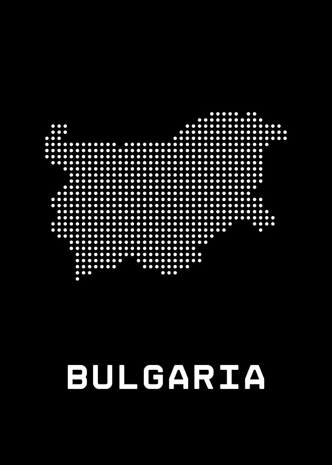 Bulgaria Map Dotted White on Black