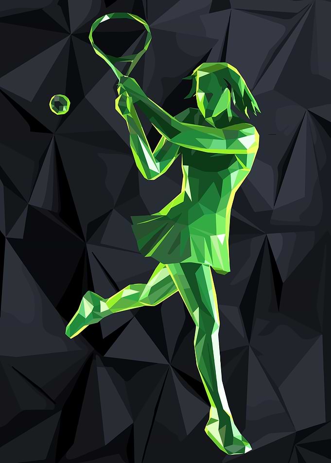 Geometric Tennis Player in Green