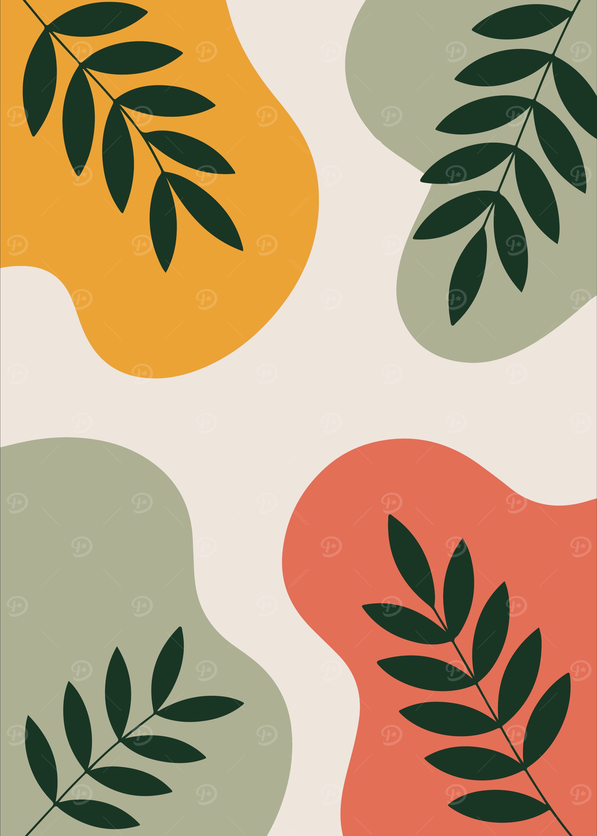 Abstract Leaves and Shapes Illustration
