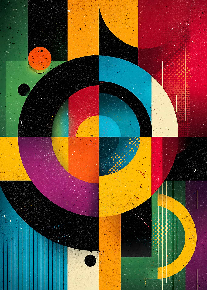 Abstract Geometric Colorful Composition