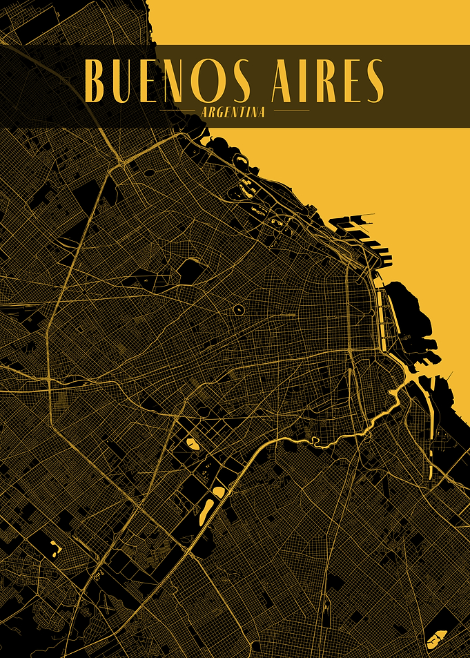 Buenos Aires Golden Map Art