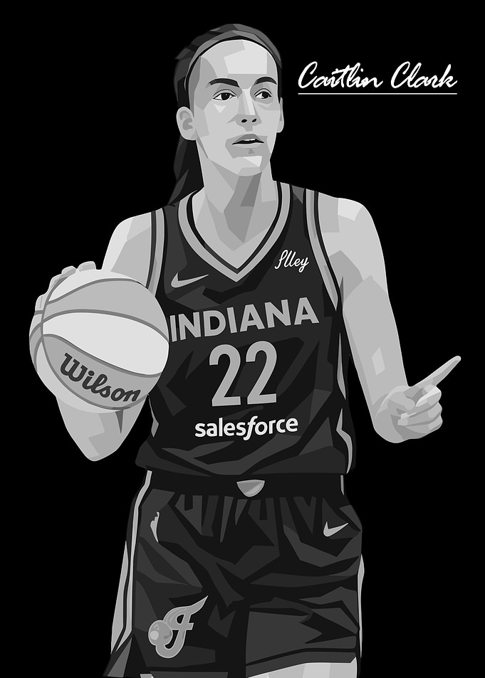 Caitlin Clark Indiana Fever Black and White