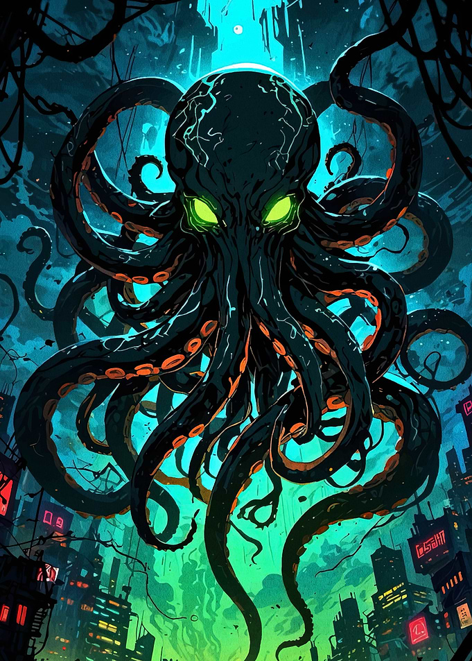 Cyberpunk Octopus Cityscape