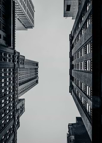 Monochrome Skyscrapers View from Below