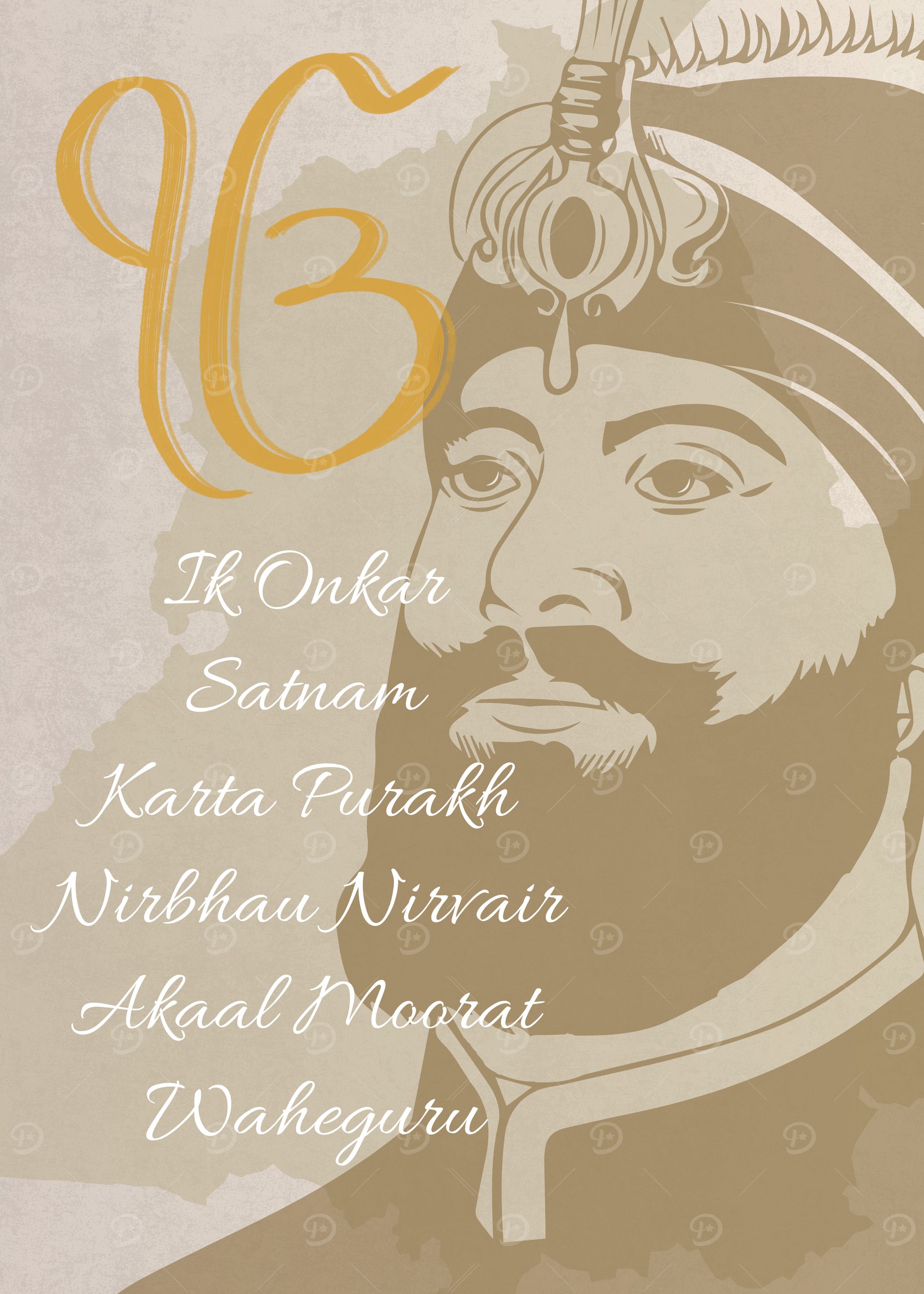 Sikh Religious Art with Guru Portrait