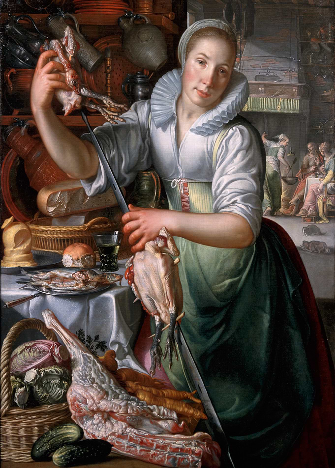 Kitchen Scene with Woman and Meat
